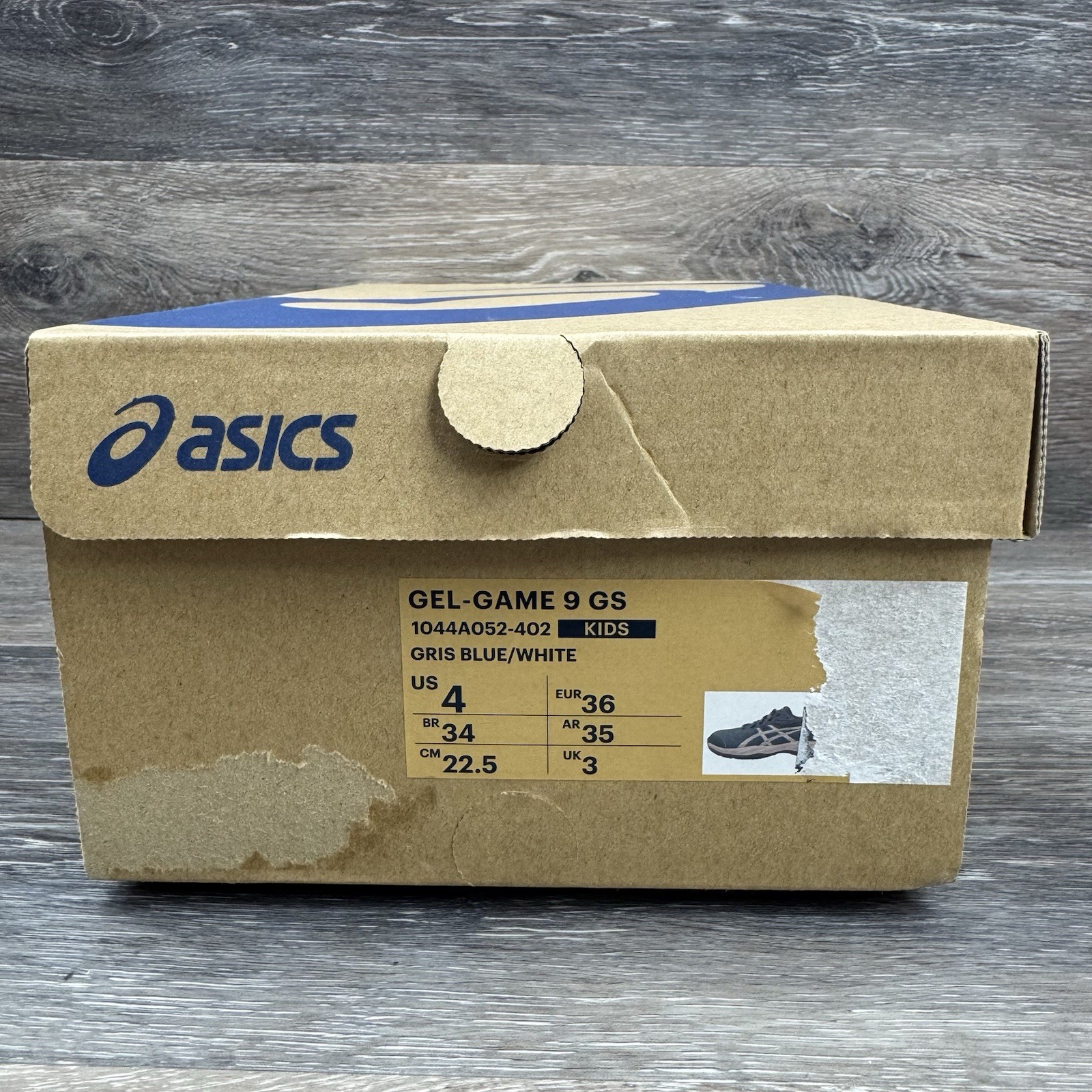 Asics Gel Game 9 Shoes Youth Size 4 Blue White Pickle Ball Tennis Sneakers