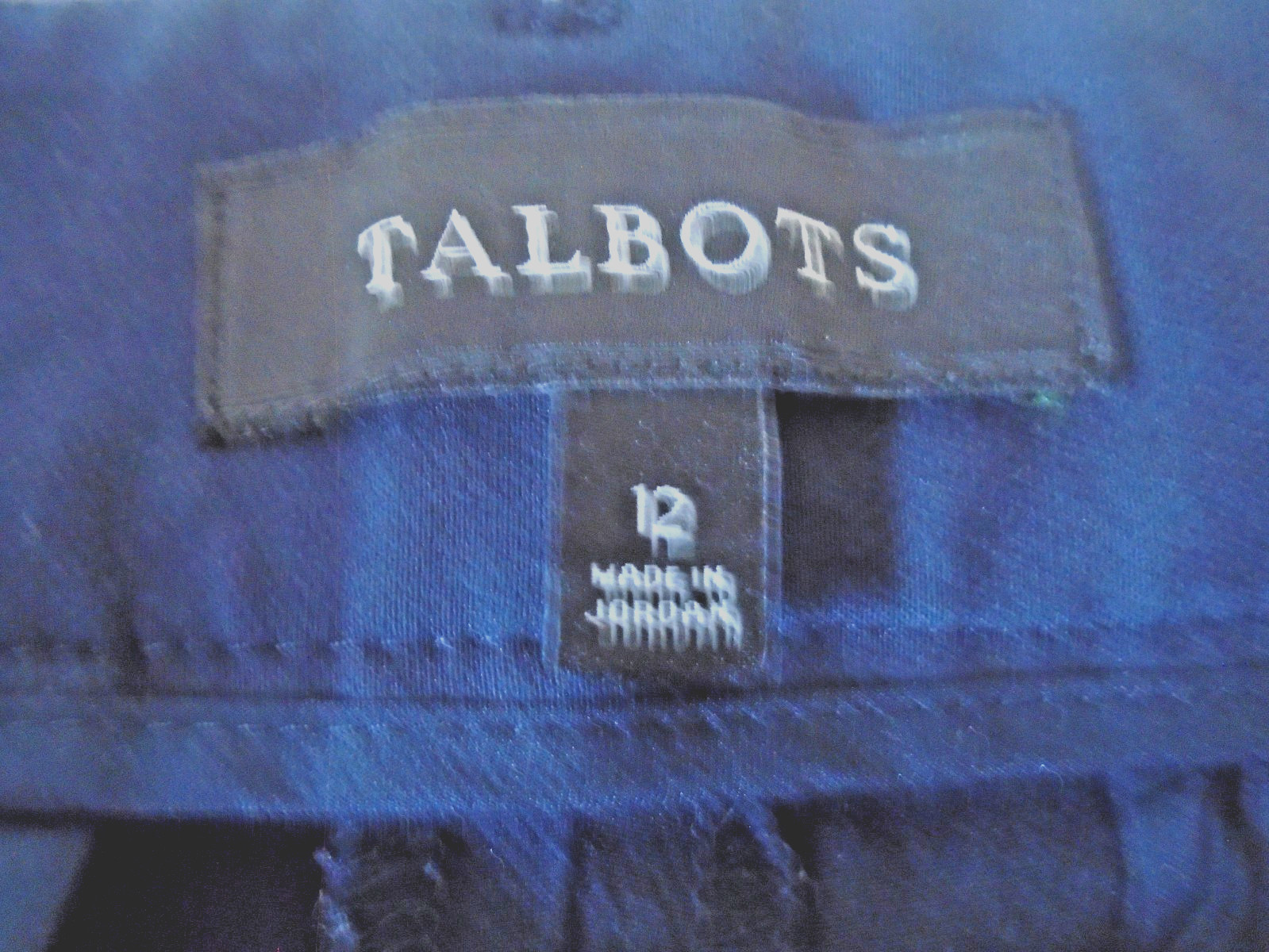 TALBOTS Dark Navy Cotton Polyester Blend Long Pants Size 12 Made in Jordan!