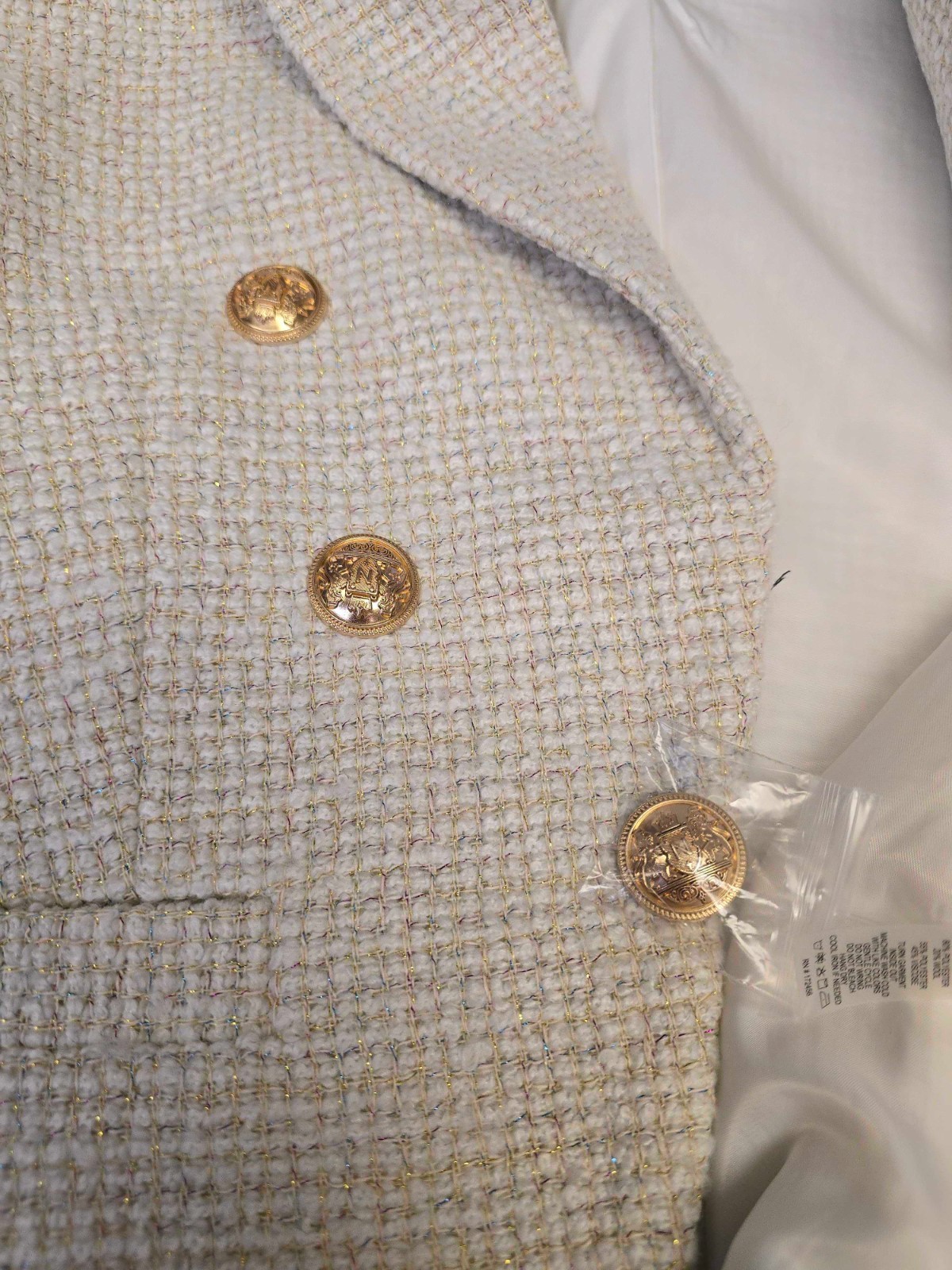 Gabrielle Tweed Double Breasted Blazer – Beige THE NOLI SHOP
