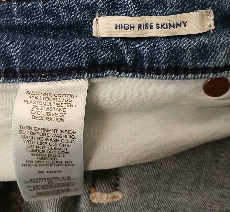 Vineyard Vines Jeans 32 14 High Rise Skinny Ankle Blue Denim Stretch