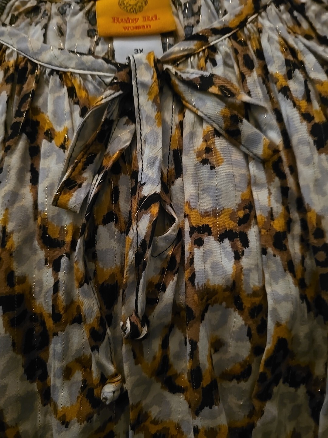 Ruby Rd. woman top SPOT ON Animal Print embellished Gray multi 2x NWT