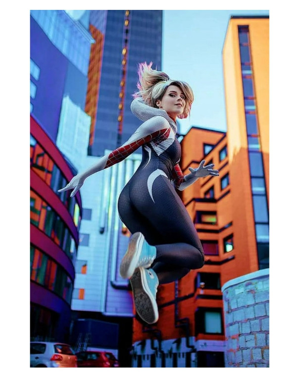 Spider-Gwen Stacy Jumpsuit Spider-Woman Zentai Tight Cosplay Costume