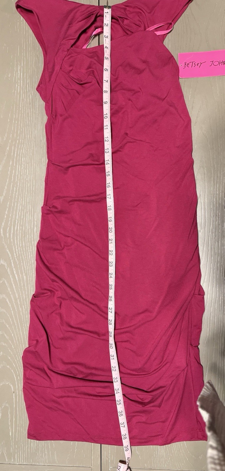 NWT Betsey Johnson Raspberry Pink Ruched Bodycon Cocktail Dress Open Back Bow 10