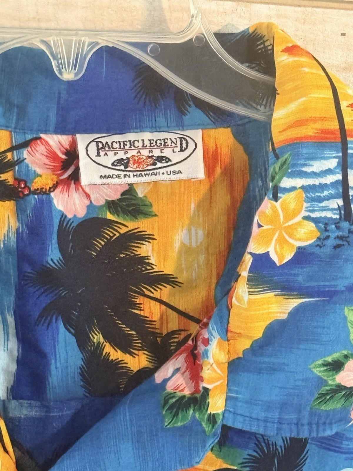 Vintage Pacific Legend Hawaiian Shirt Mens 2XL Blue Floral Tropical Beach