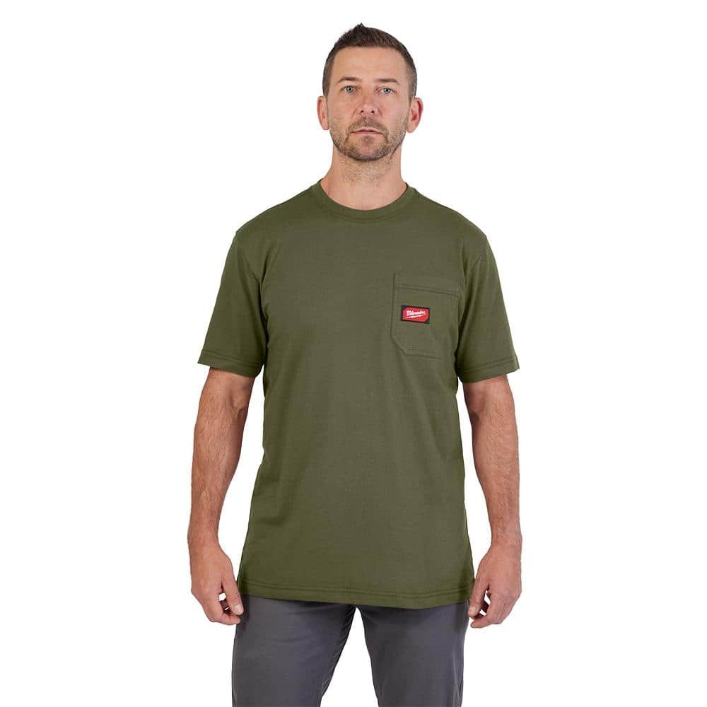 Milwaukee Men’s Medium Green GRIDIRON Cotton/Polyester Pocket T-Shirt