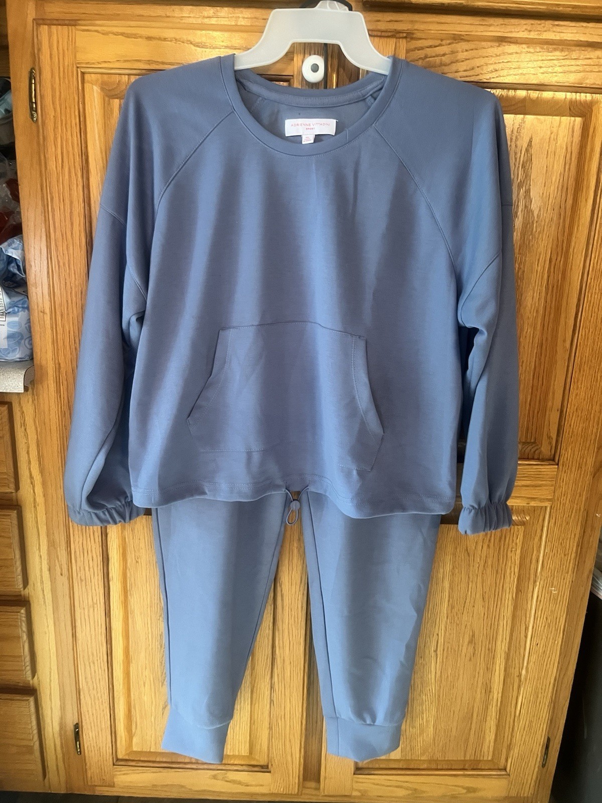 Vittadini Sport Lounge Set Womens XL Blue Excellent Crop Top Joggers Set Outfit
