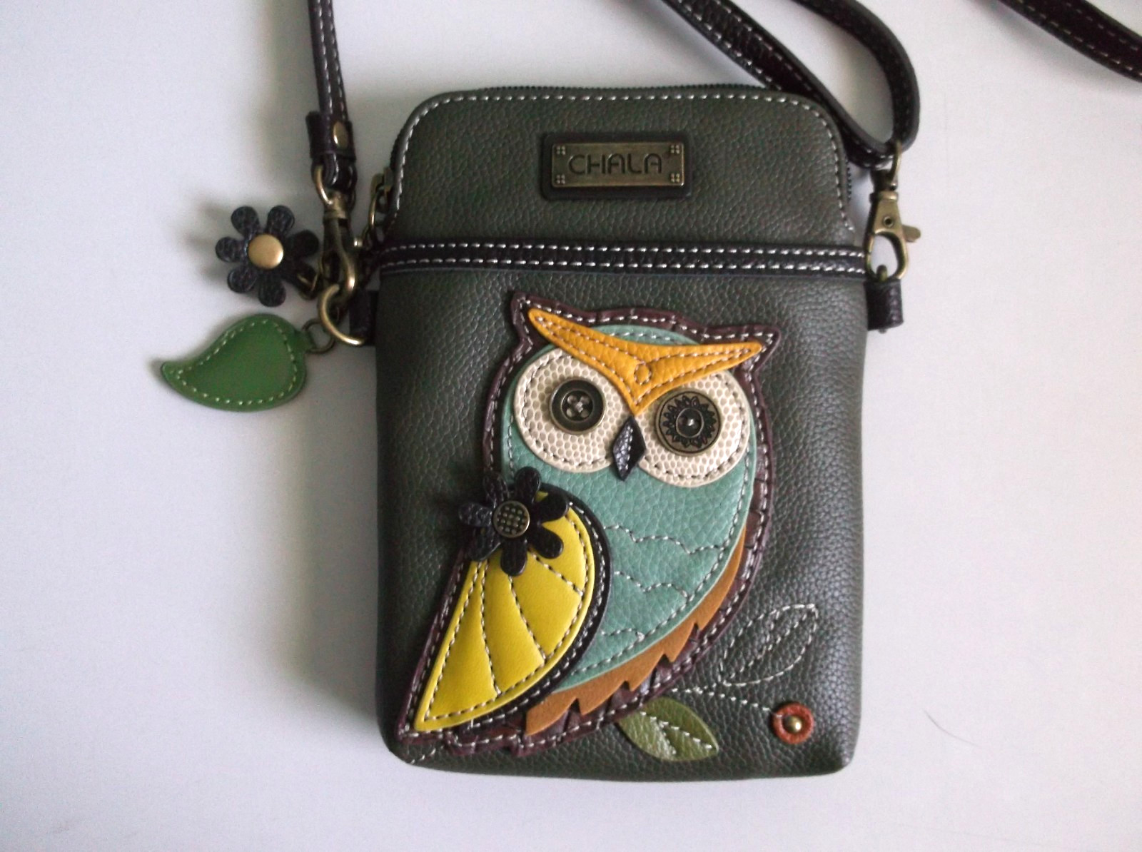 CHALA Cell Phone Crossbody / Wristlet Bag Small Purse Faux Leather OWL Design