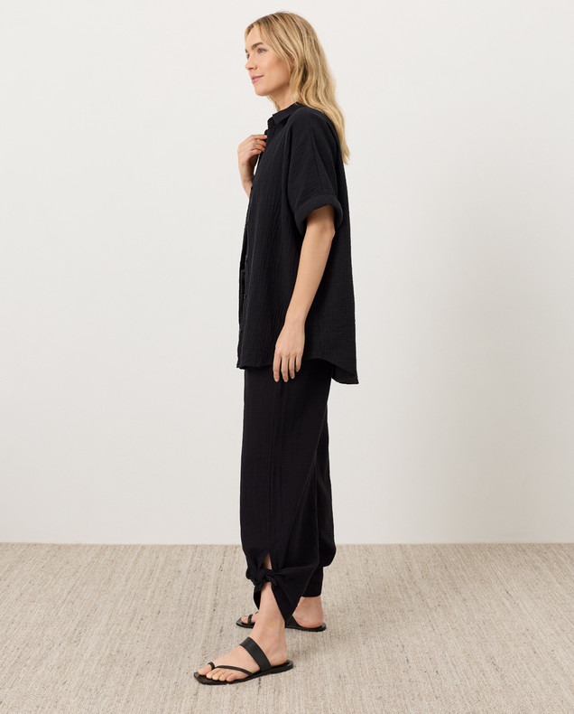PACT Organic Coastal Double Gauze Split Hem Pant – Jet Black (NEW)