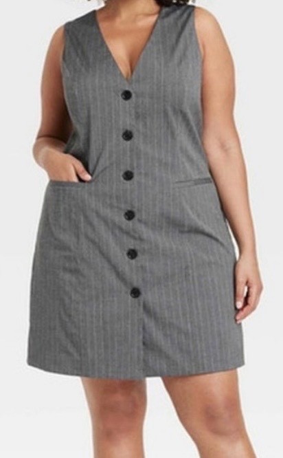 A New Day Casual MIDI Dress – NWOT, pockets, Gray, button down, 2X