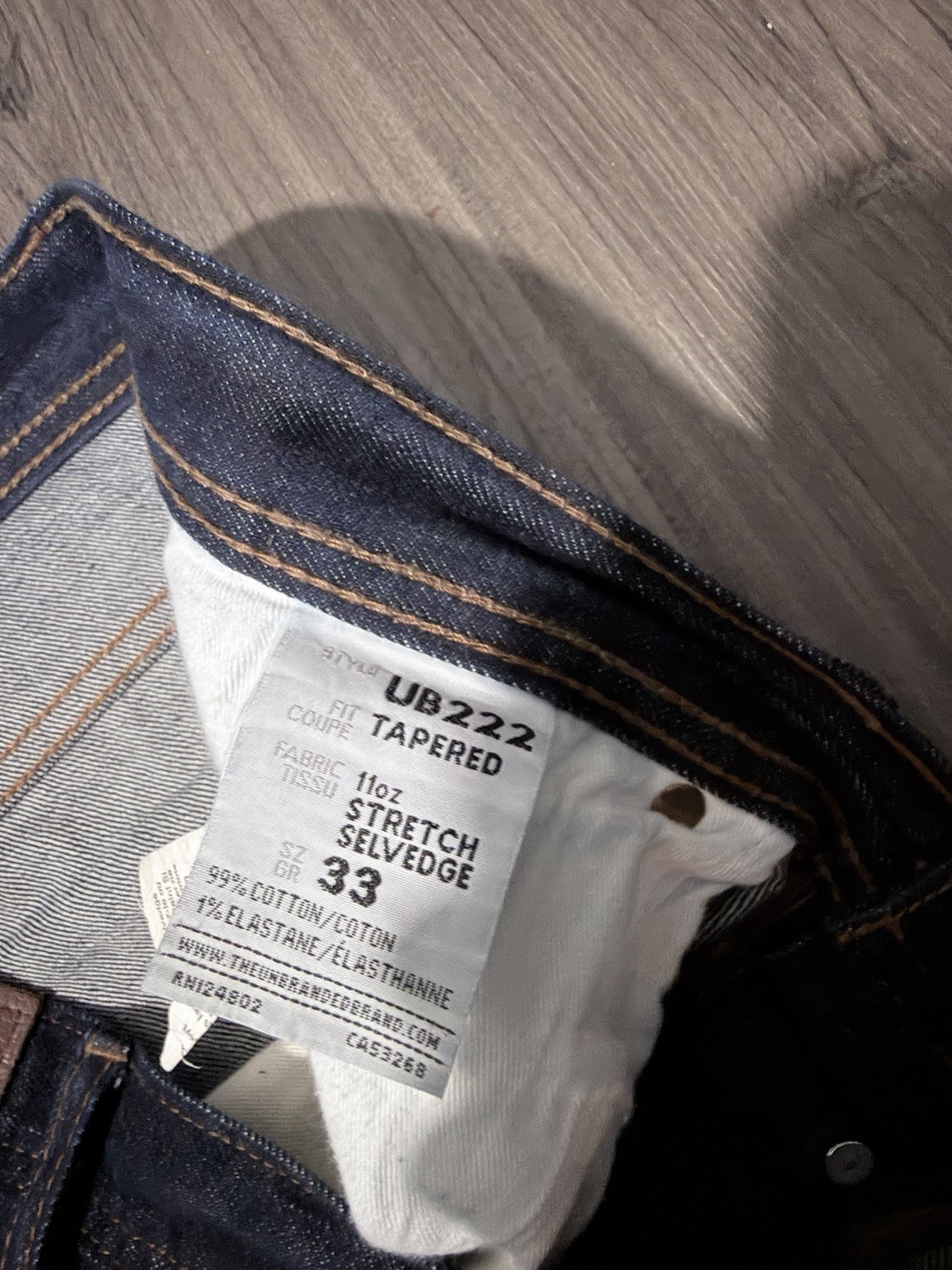 The Unbranded Brand Tapered Dark Wash Stretch Selvedge Jeans Blue 5-Pocket