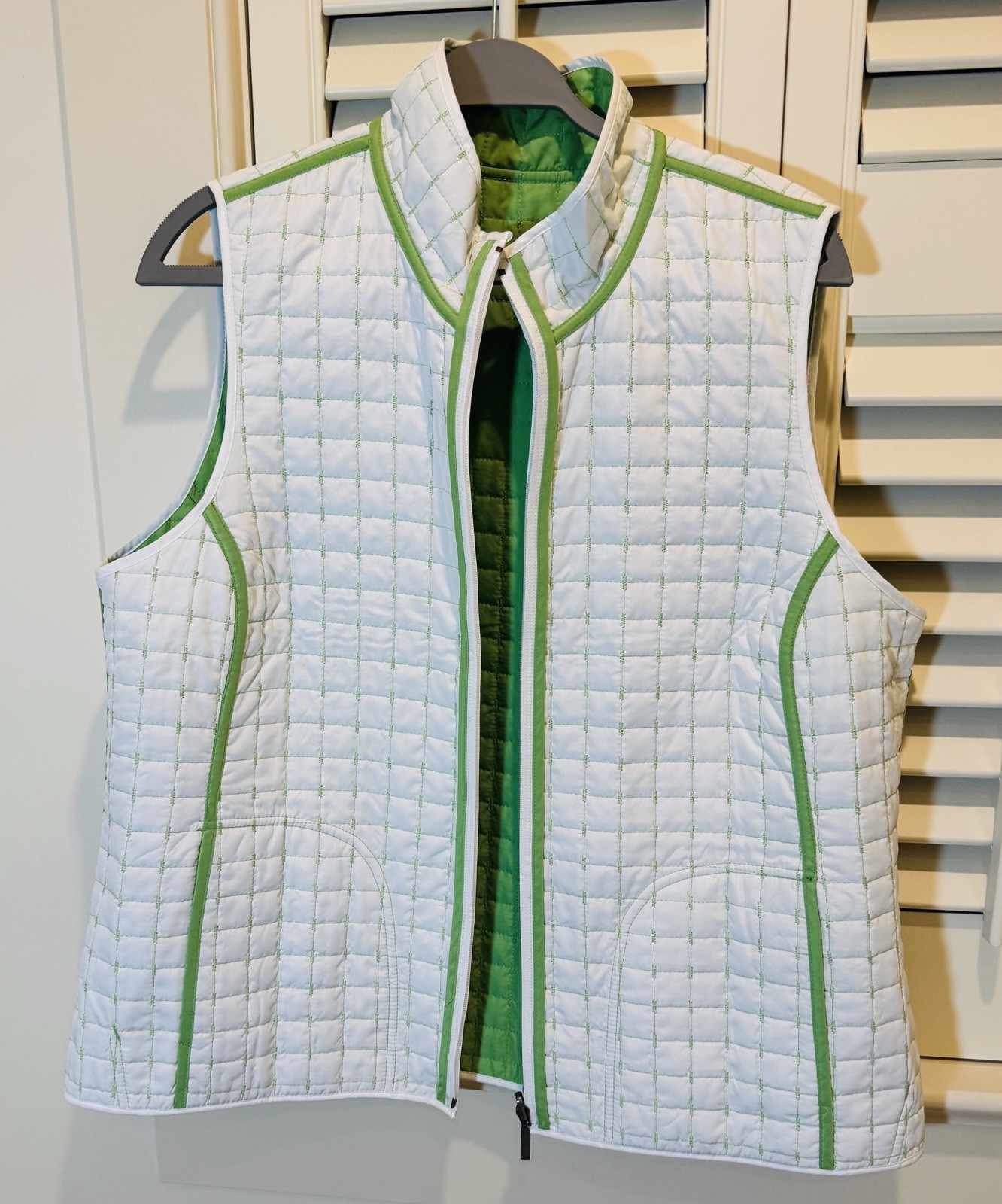 Coldwater Creek Reversible Quilted Vest Women Size 1X Green White
