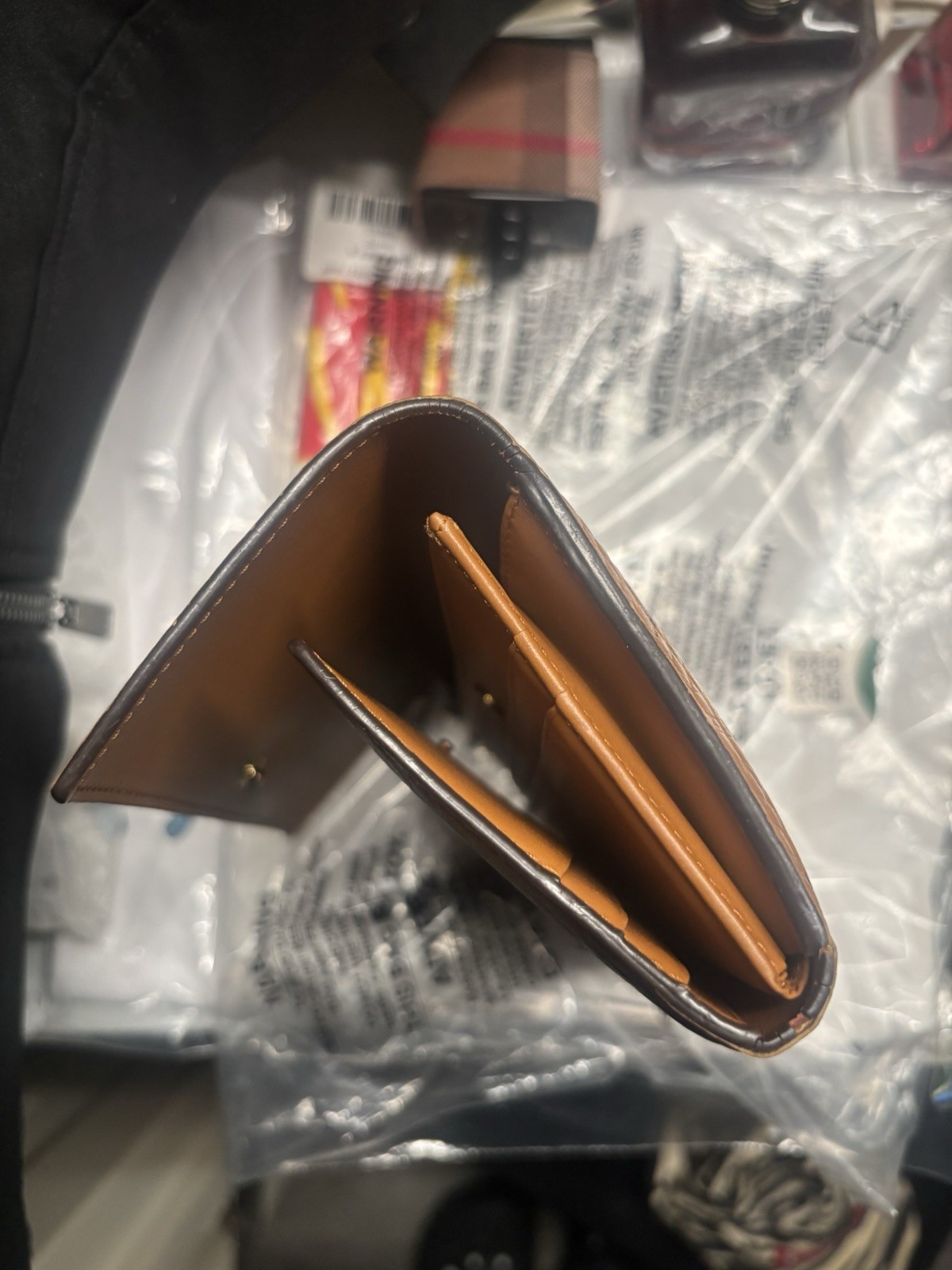 Authentic MCM Large Tri Fold Wallet in Visetos Original Cognac