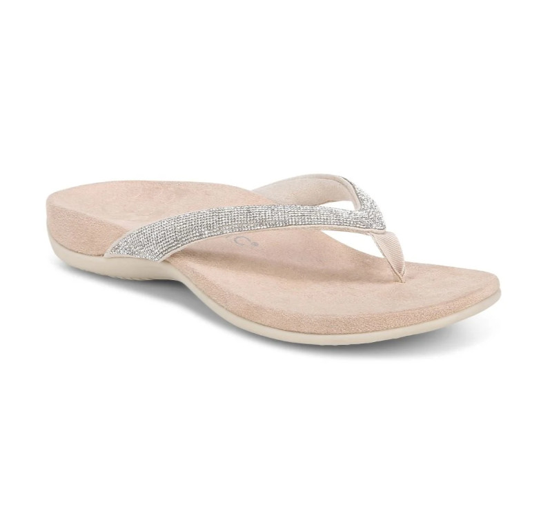 Vionic Dillon Shine Toe Post Sandal Women Comfort Rhinestone Flat Flip Flop