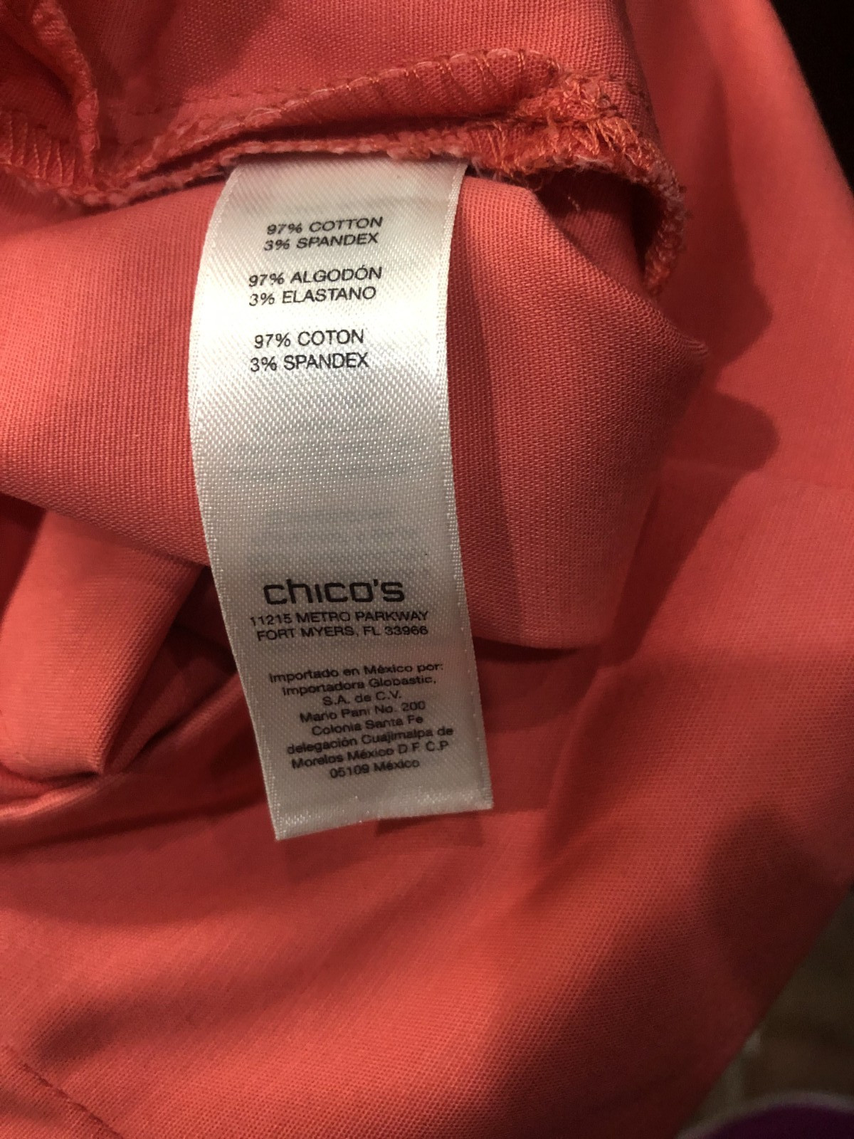 NWOT CHICO’S SALMON STRETCH LEFT SIDE ZIPPER CLOSURE ANKLE PANTS ~ 1.5 (6-8)