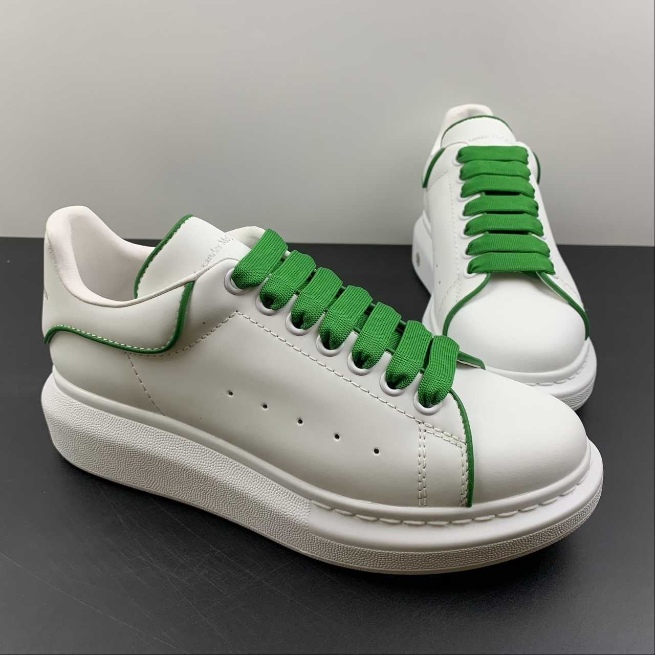 Alexander McQueen Oversized Sneaker White Green Piping & Wide Laces Unisex Leath