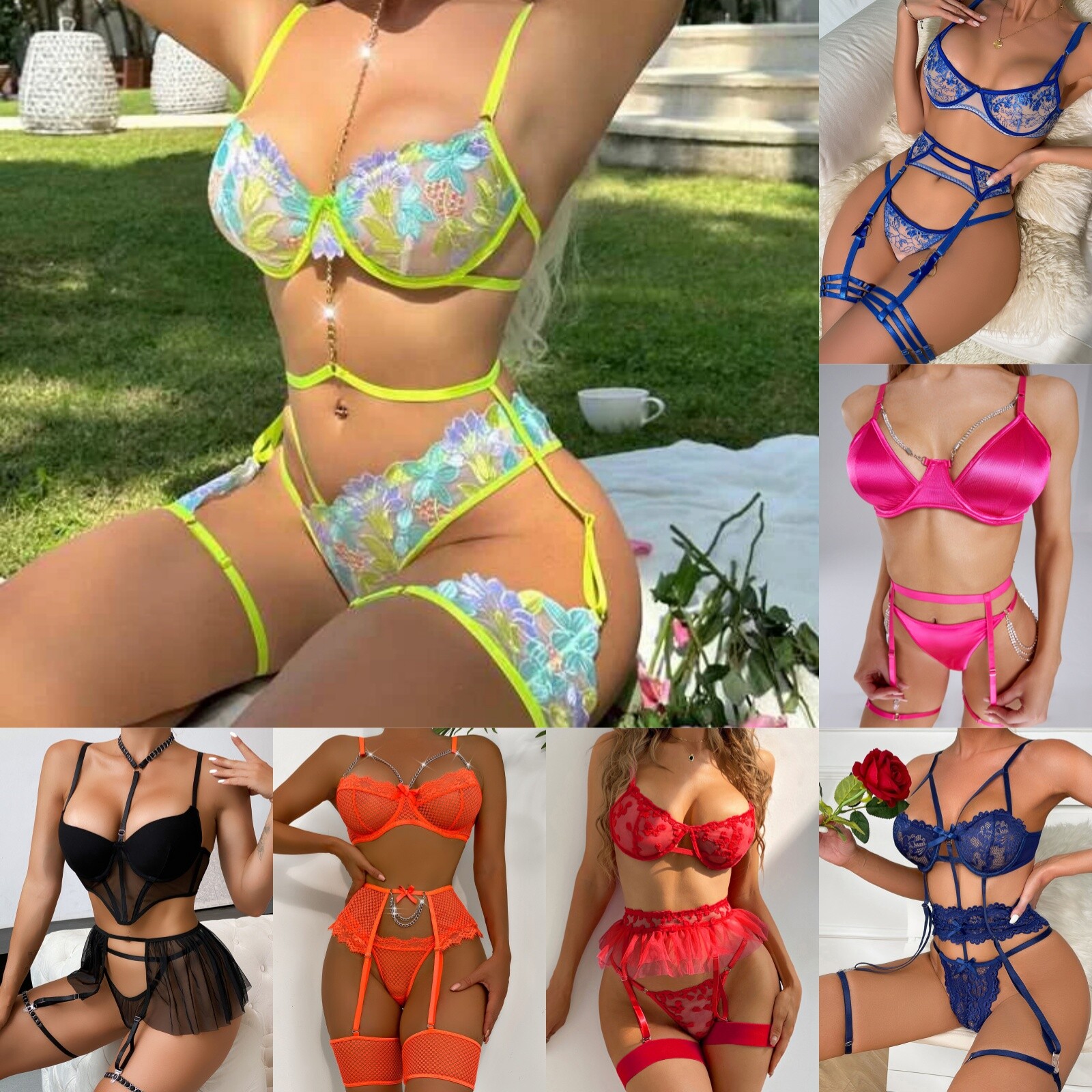 Lot Sexy Lingerie Lace Dress Underwear Garter Belts Babydoll Nightwear Sleepwear