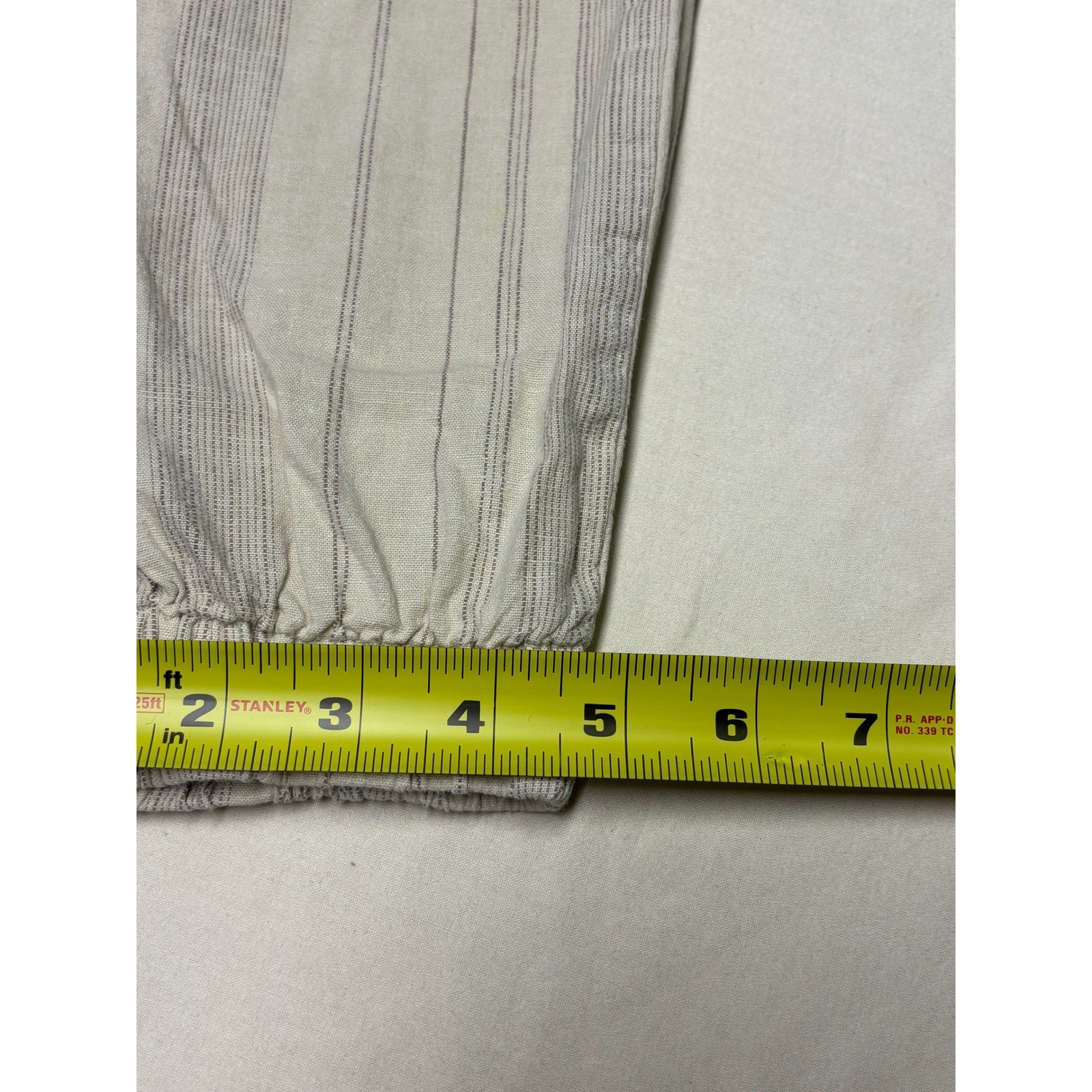 Prana Womens Hemp Organic Cotton Striped Jogger Pants Cream Grey Size 2 W29 L26