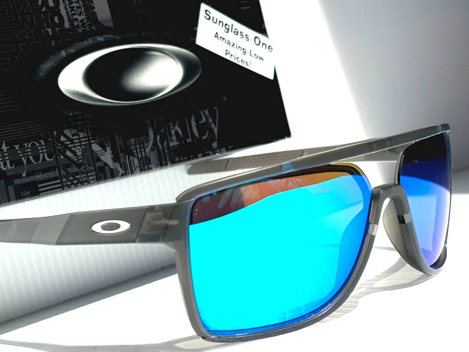NEW Oakley CASTEL Matte Smoke Grey POLARIZED GALAXY Blue Lens Sunglass 9147