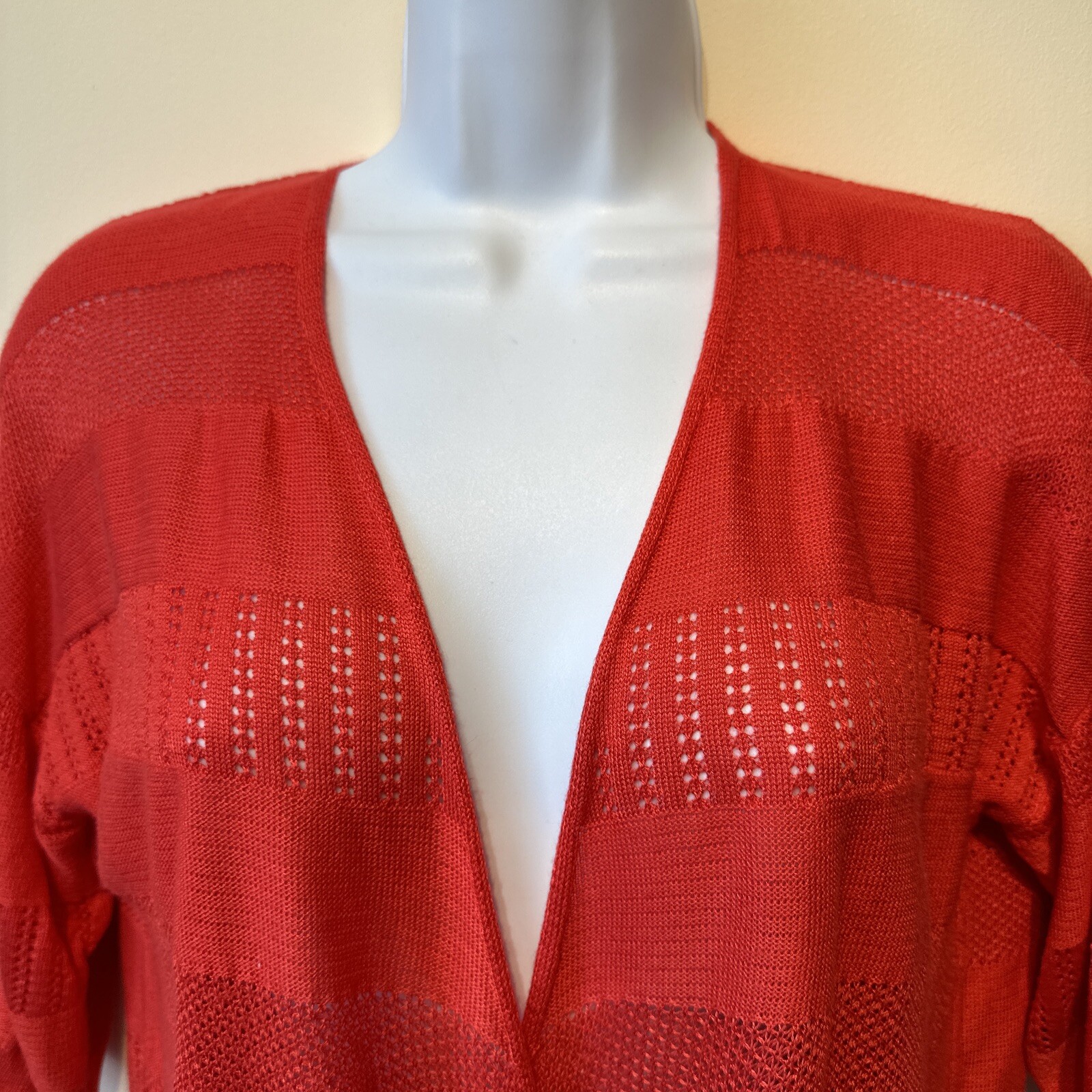 RED CROP CARDIGAN SHRUG KNIT JACKET ANY SEASON ANY OCCASION SZ L 16