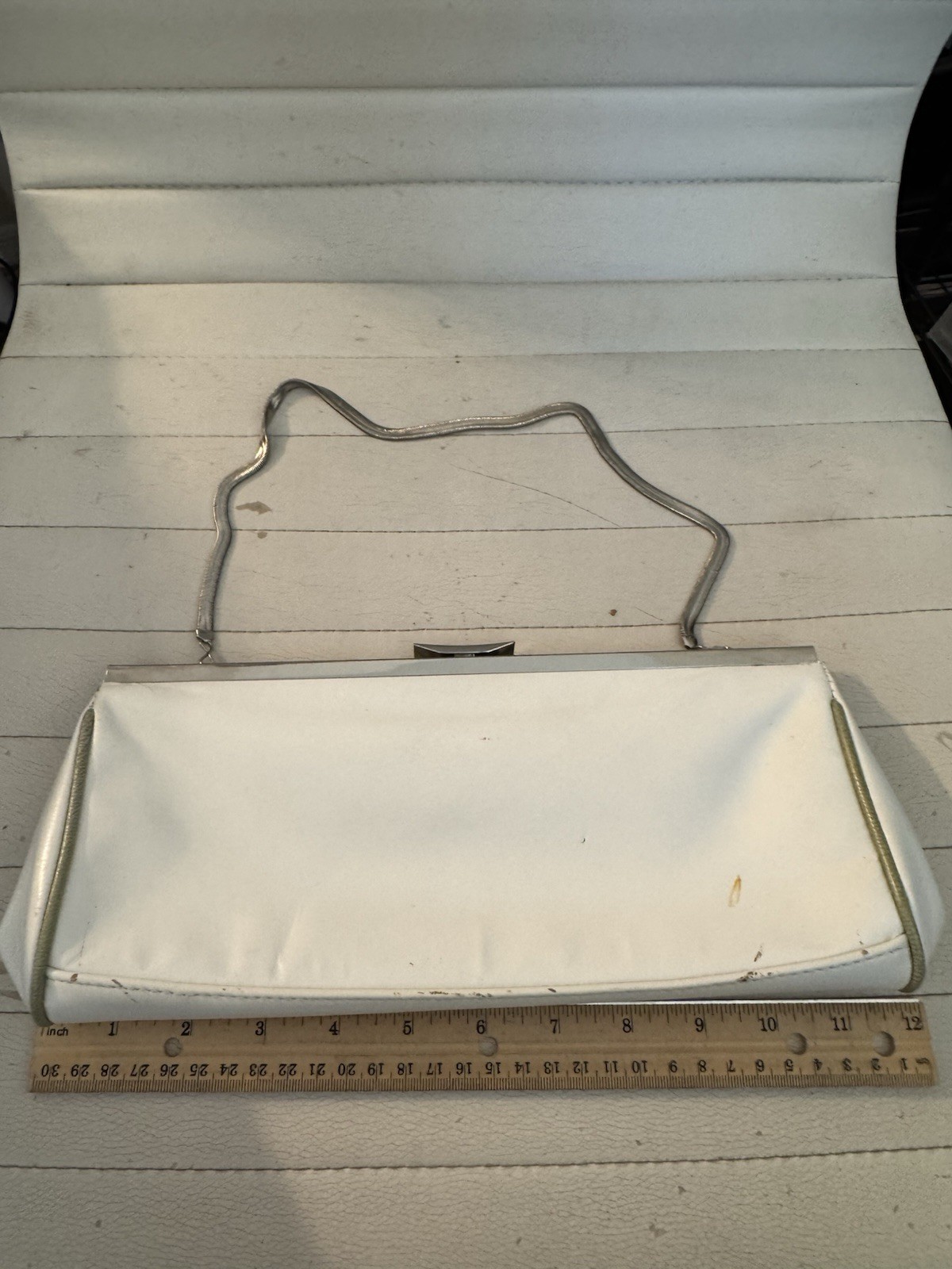 Colorblock Clutch Bag Clasp Closure Detachable Silver Chain Strap Inner Pockets