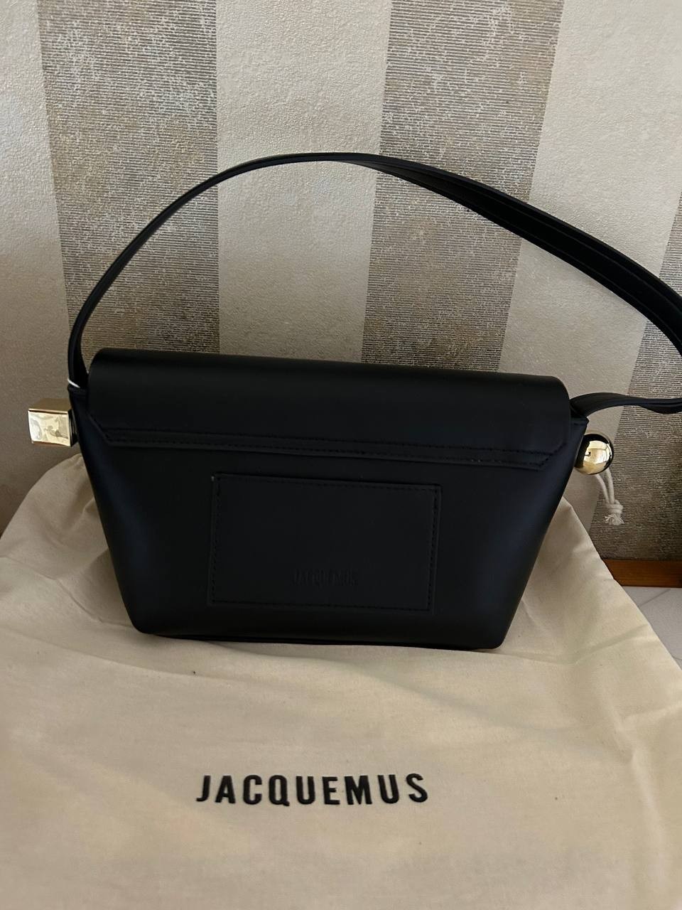 Jacquemus Le Rond Carre Black Leather Shoulder bag