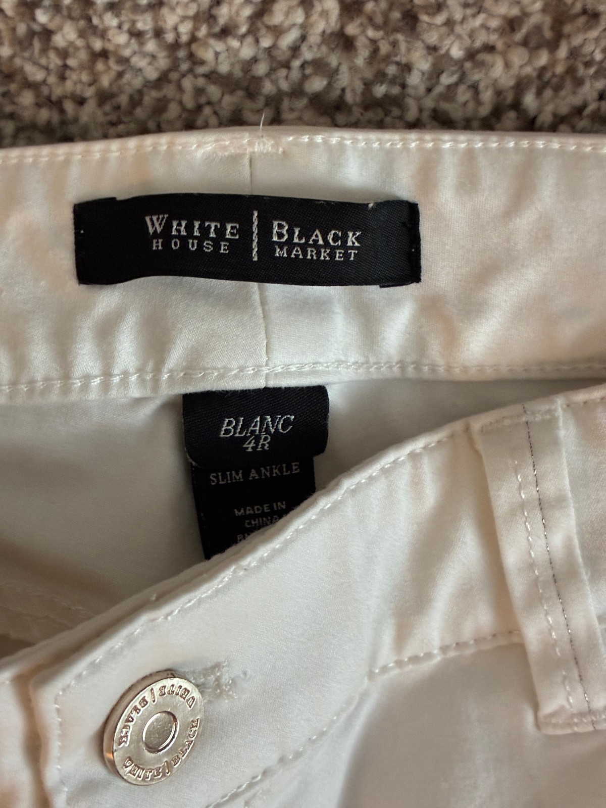 2 White House Black Market pants, white pant sz 4 & black capri, size 2 same fit
