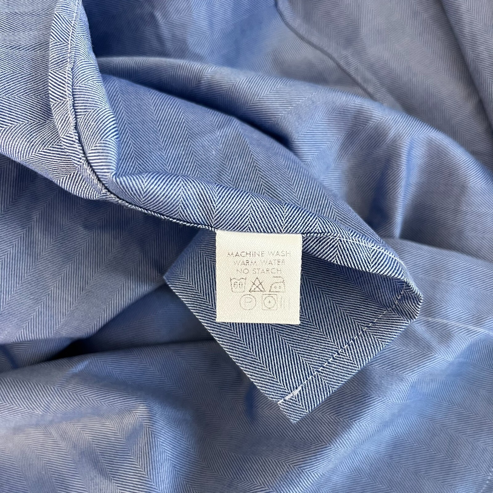 Eton Long Sleeve Button Shirt Men’s Size 15.5 Blue Pocket Cotton