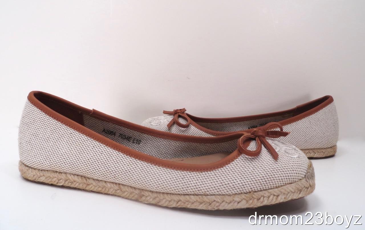 New NIB Coach Darcelle Signature Espadrille Ballet Flats Natural Ivory Canvas