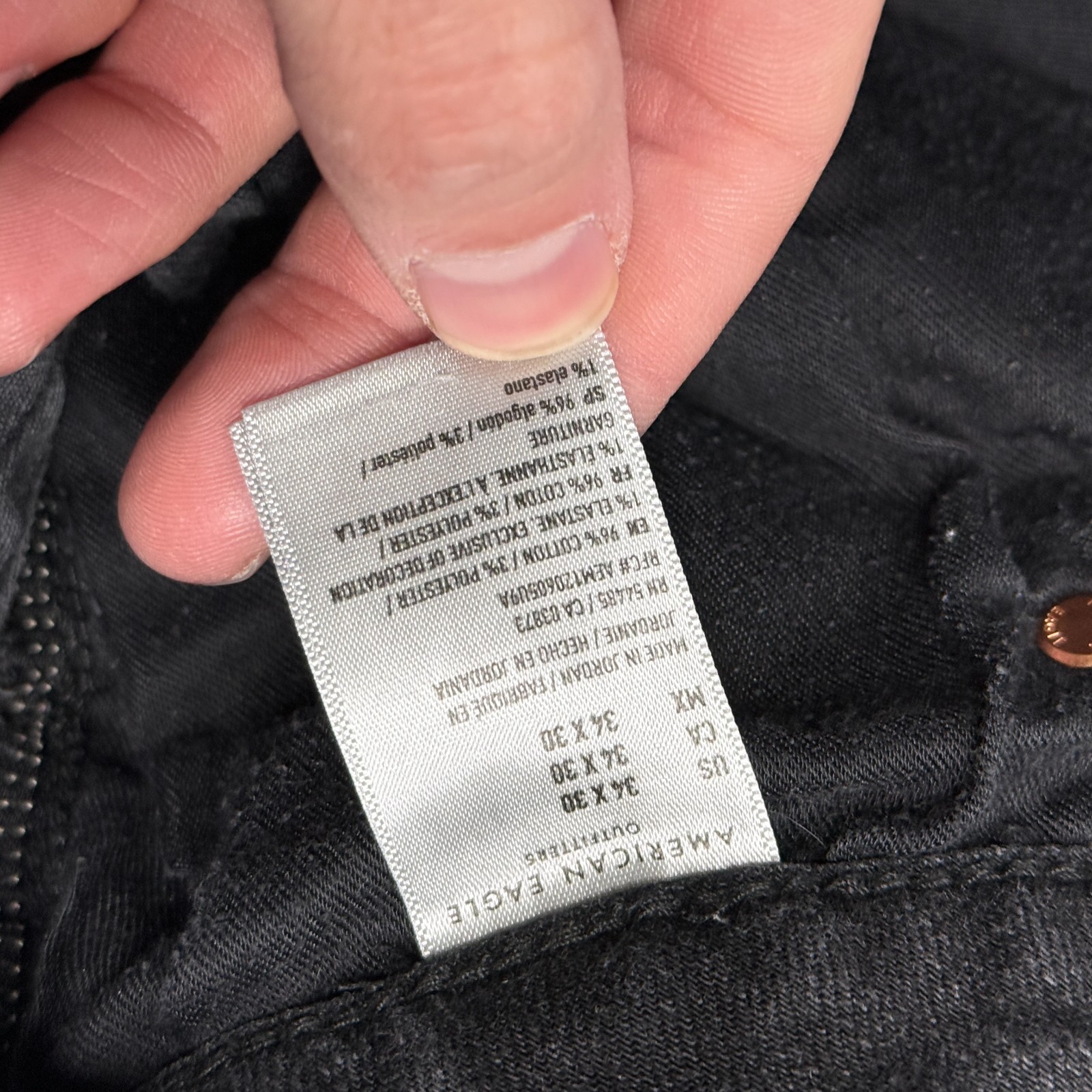 American Eagle Jeans Mens 34×30 (FIT 34×28) Black Athletic Skinny Airflex+