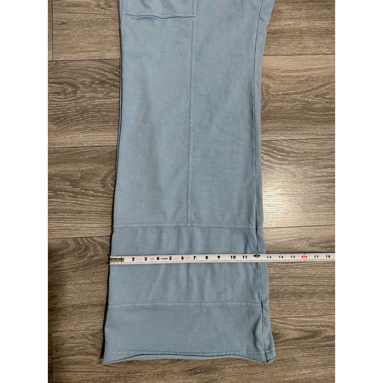Rae Mode Women Cotton Blend Pants Siz L Light Blue Wide Leg Lounge Elastic Waist