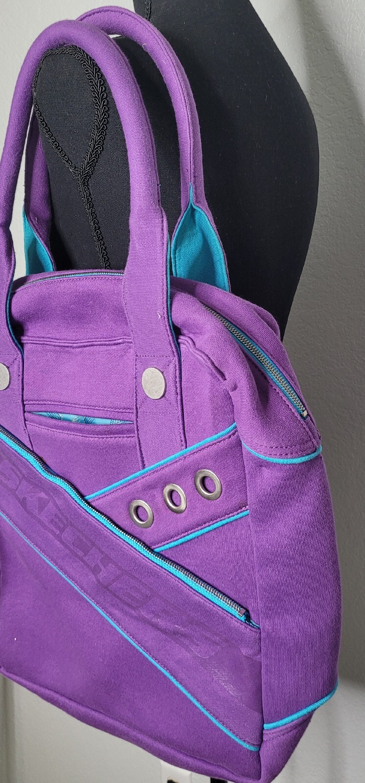 RARE YTK Skechers Purple & Blue Laptop Shoulder Hand Bag Stars Retro COOL!