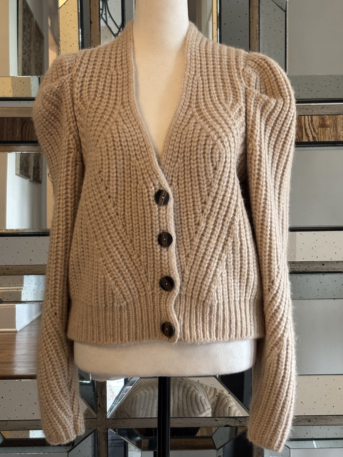 Ulla Johnson Greta Alpaca Creme Cardigan Sweater US Sz 0 New W/Tag Ret $495.