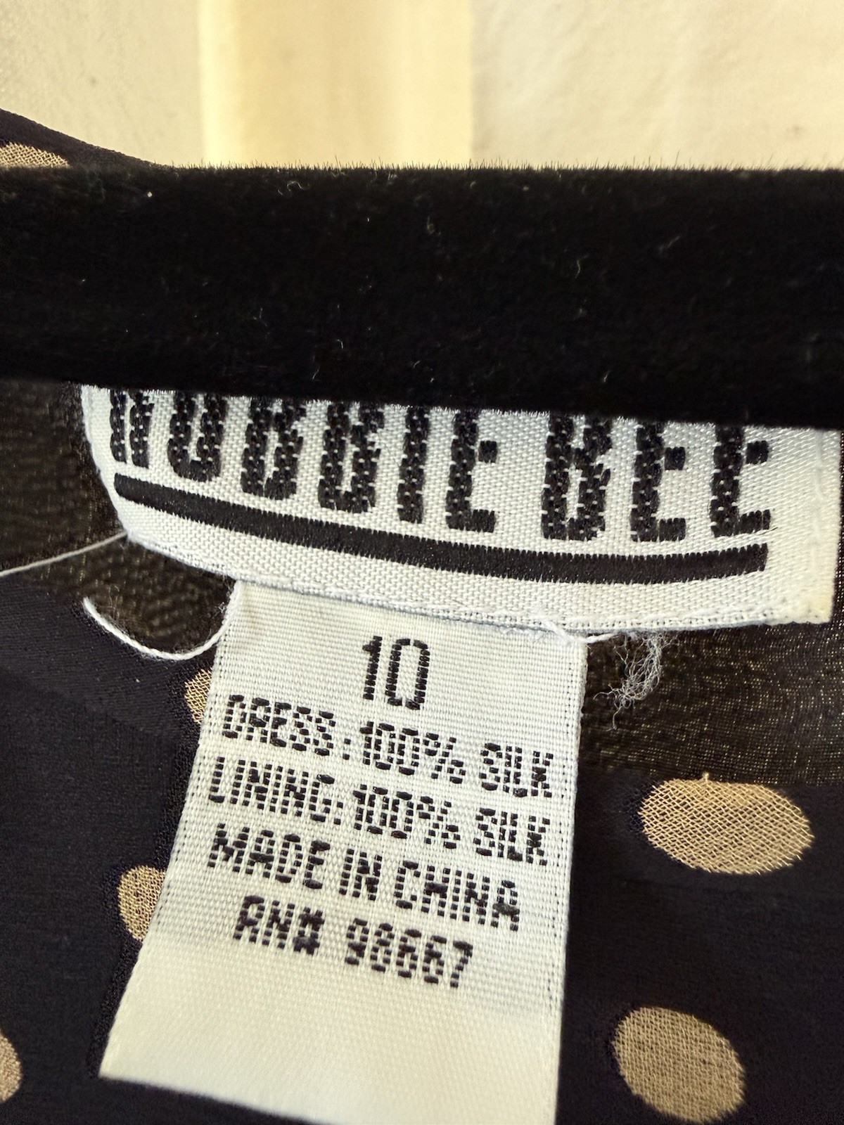 Robbie Bee Black White Polka Dot Silk Chiffon Maxi Dress Bow Lined Size 10