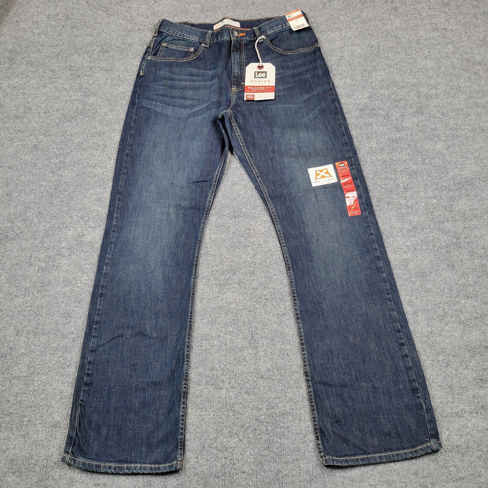 Lee Jeans Mens 34×34 Blue Modern Series Relaxed Fit Bootcut Stretch Denim Casual