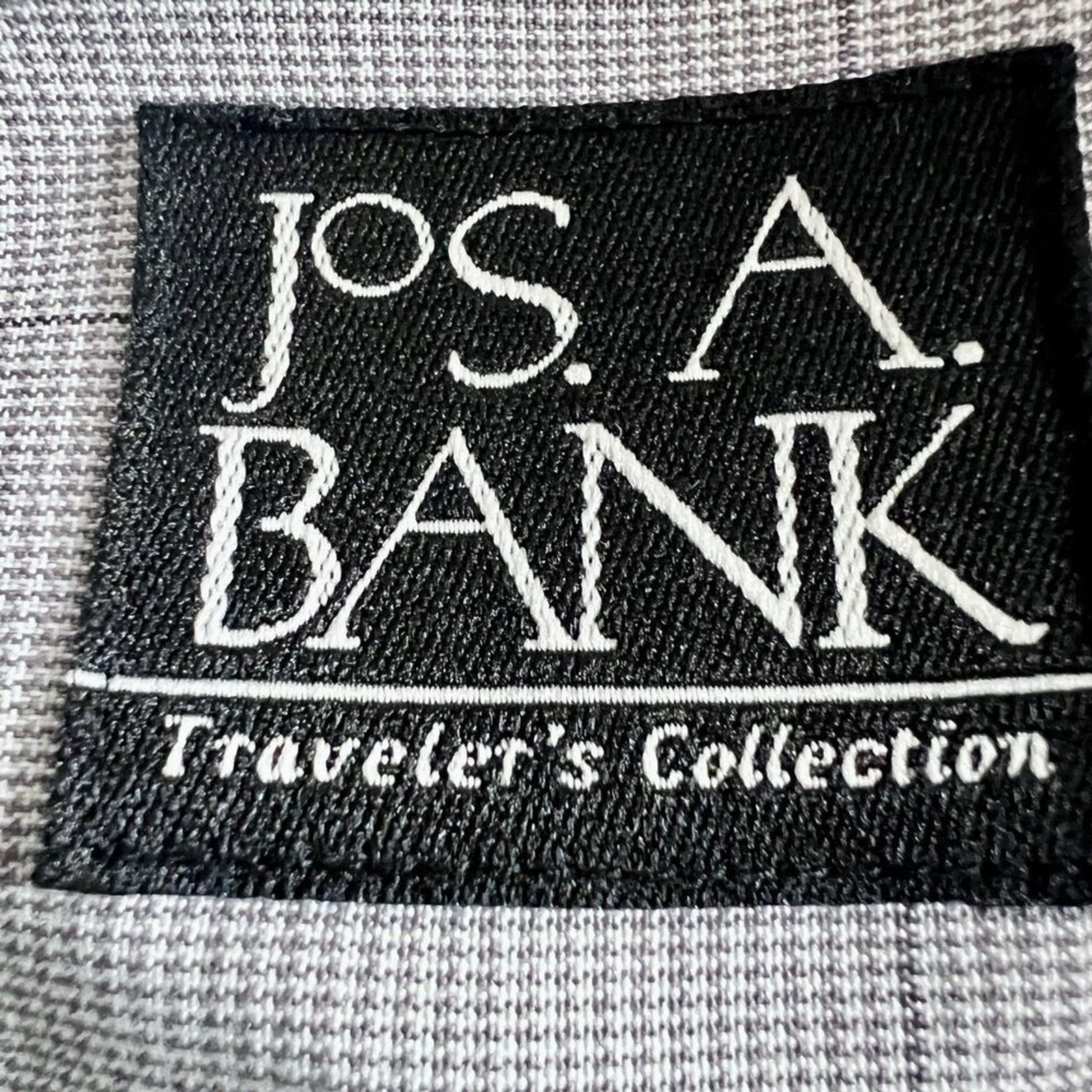 Jos A Bank Traveler Shirt Sz XL Tan Check Long Sleeve Button Down Collar Cotton