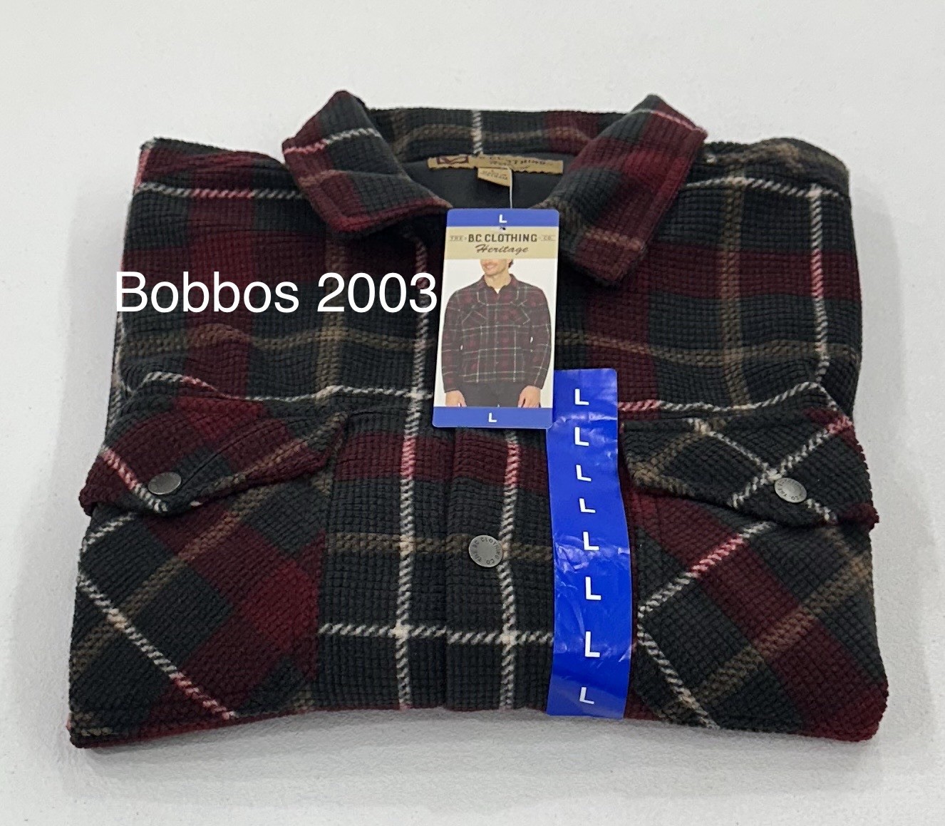 B.C. Clothing Men’s Textured Flannel Shirt, Red, Size L