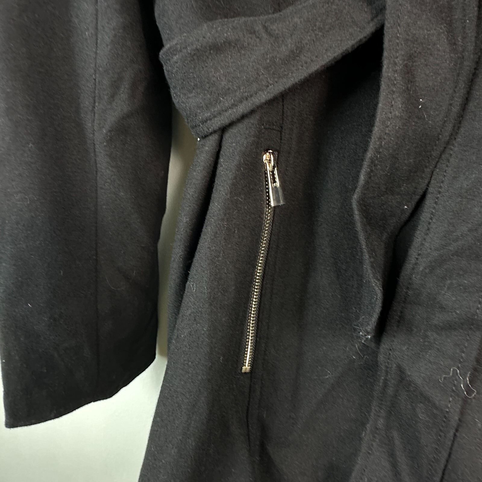 INC Womens XL Black Button Up Tie Waist Mid Thigh Length Coat Retag CS53