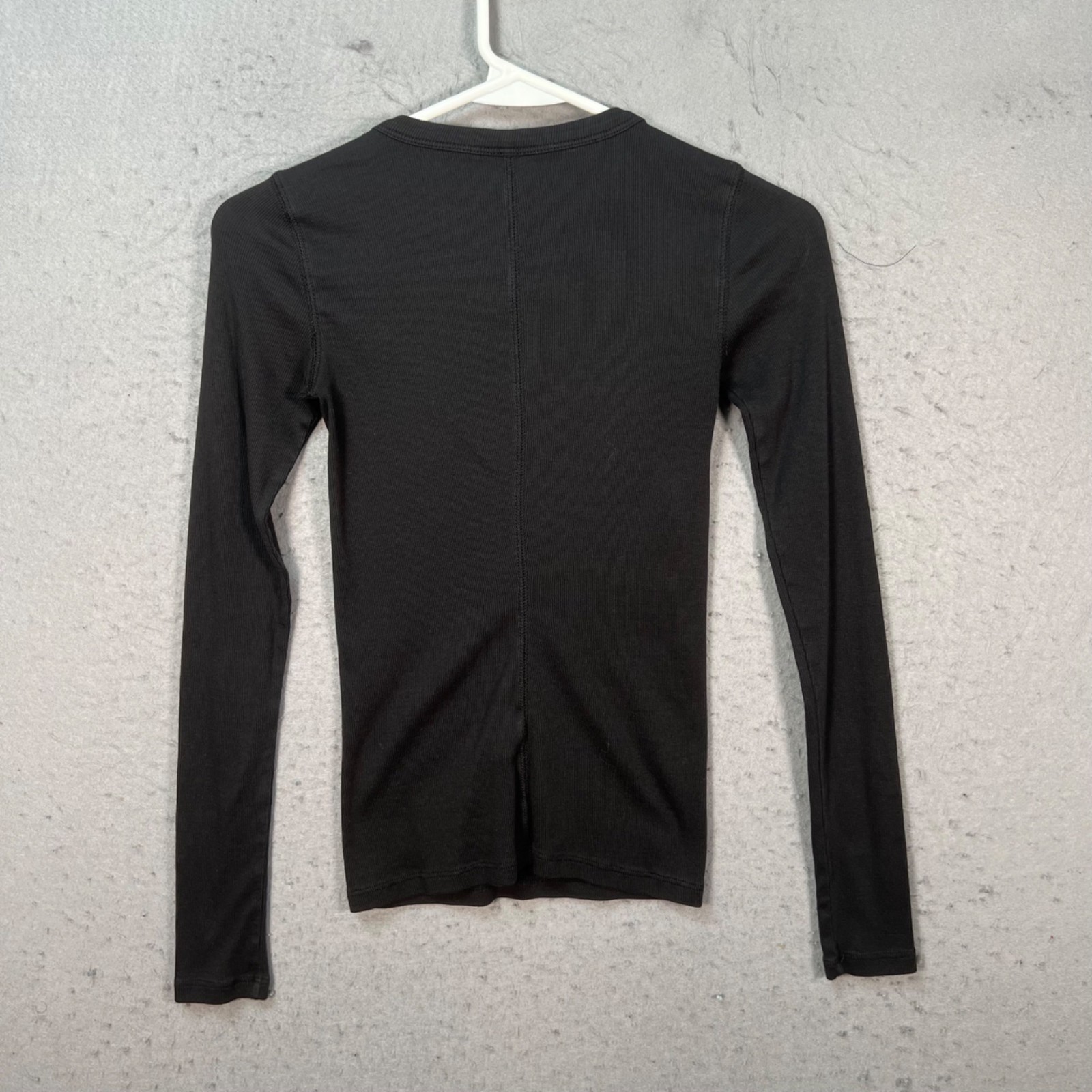 Everlane Womens Size XS Black Long Sleeve Henley Ribbed T Shirt