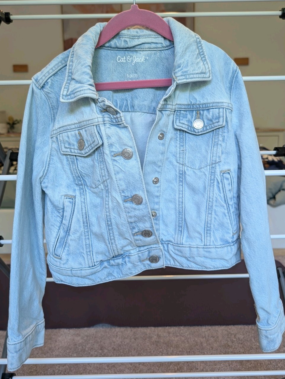 Girls Cat & Jack Blue Denim Jacket S (6/7)