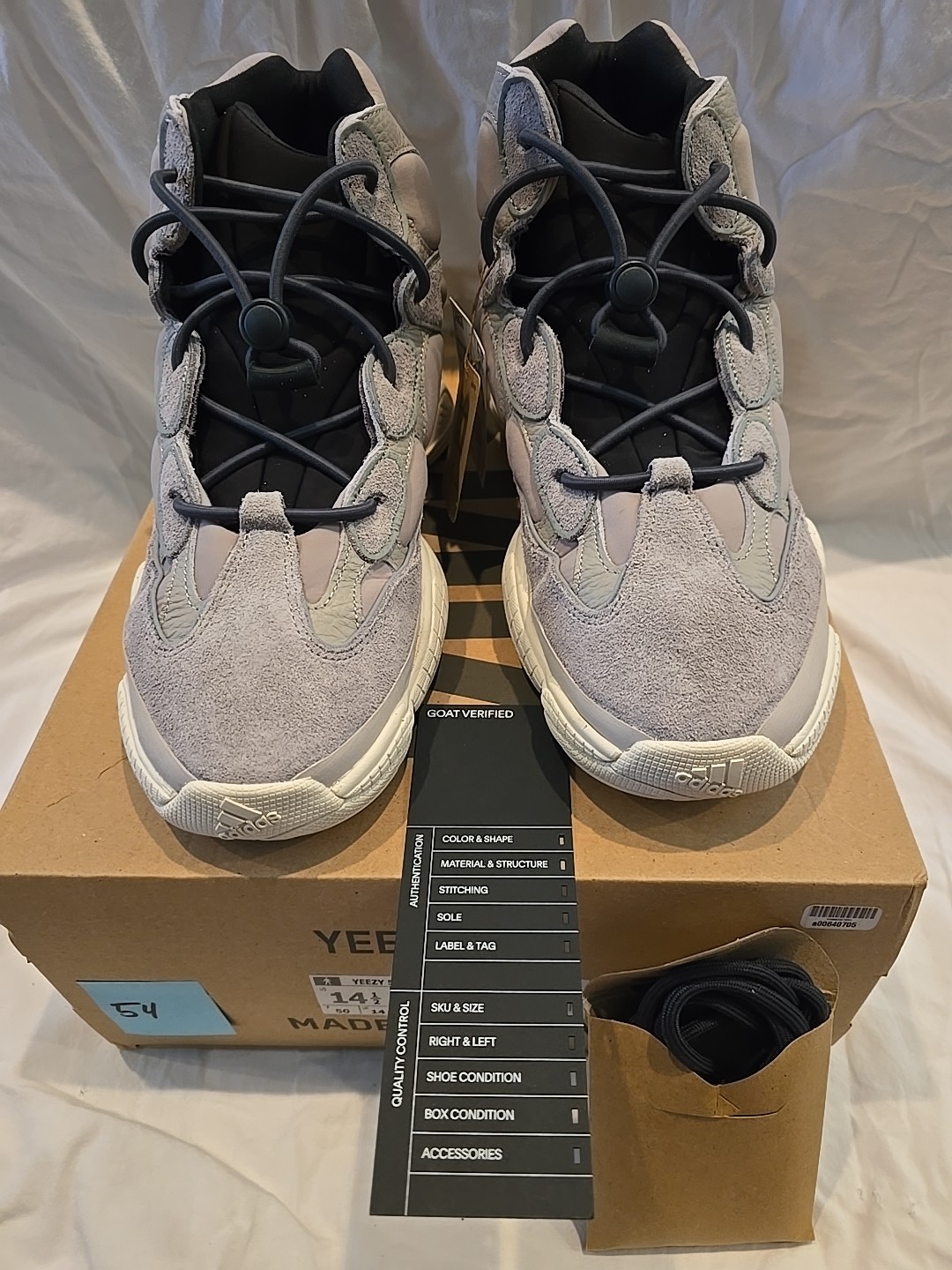 Adidas Yeezy 500 High Mist Stone GV7775 Extra Laces Sz 14.5 New Box Rare