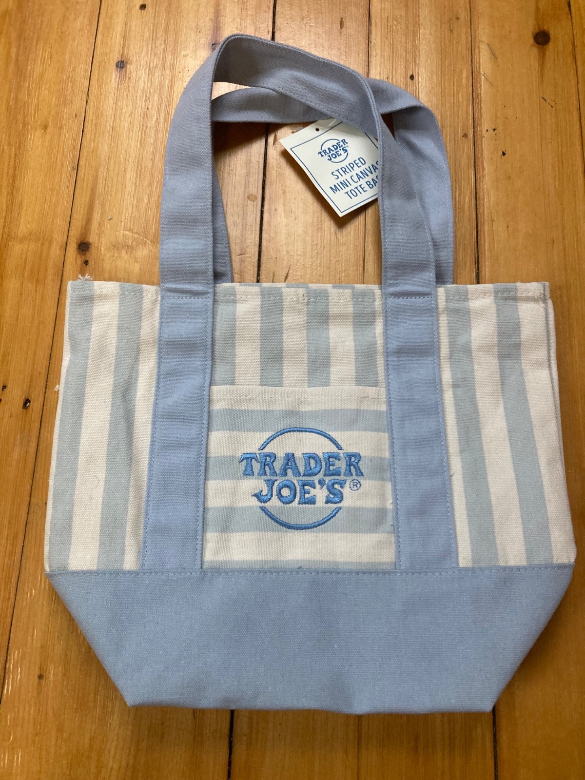 trader joes mini tote striped pastel pattern