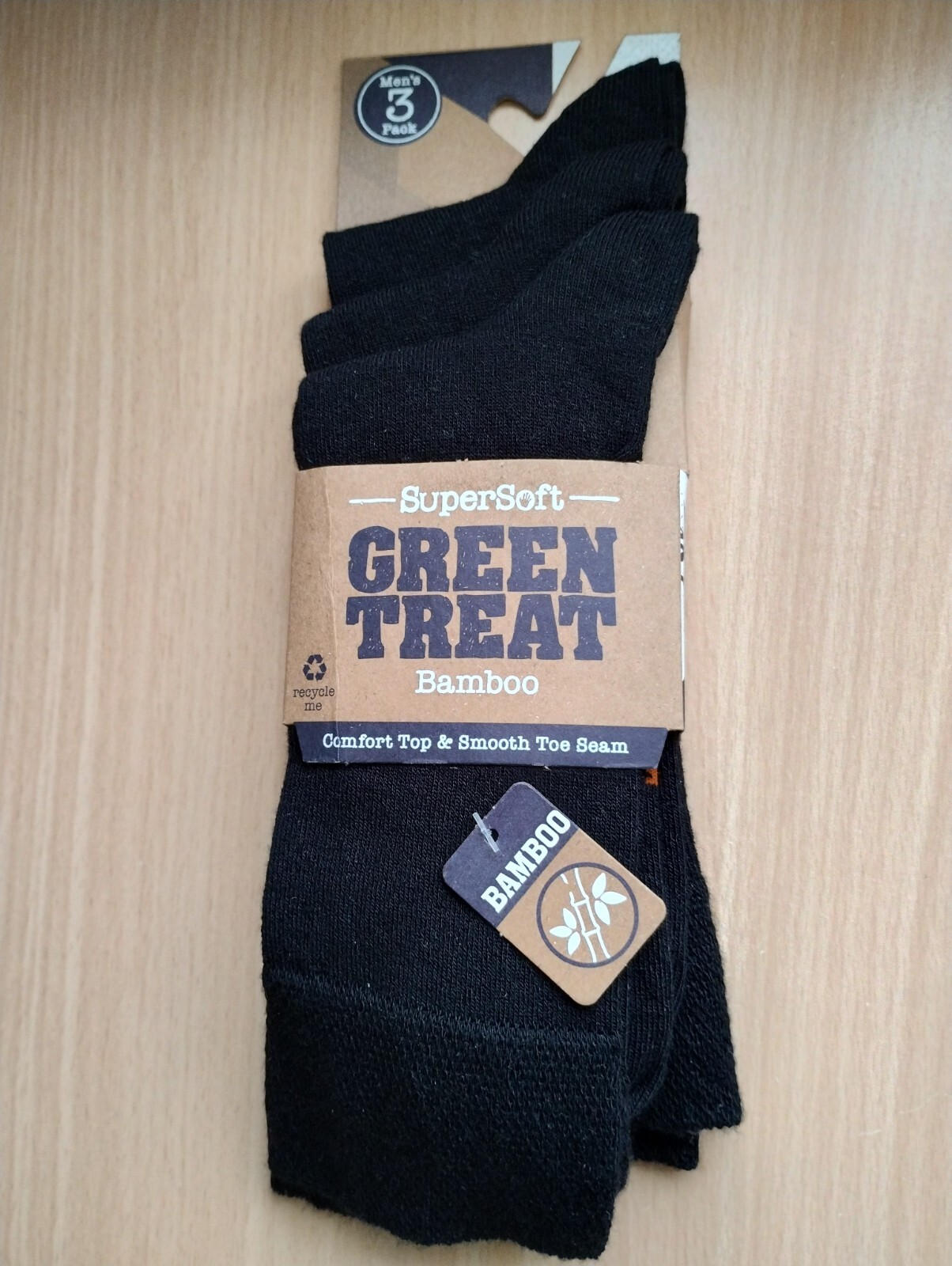 Green Treat Supersoft Bamboo Men’s Socks 3 Pairs UK 7-11