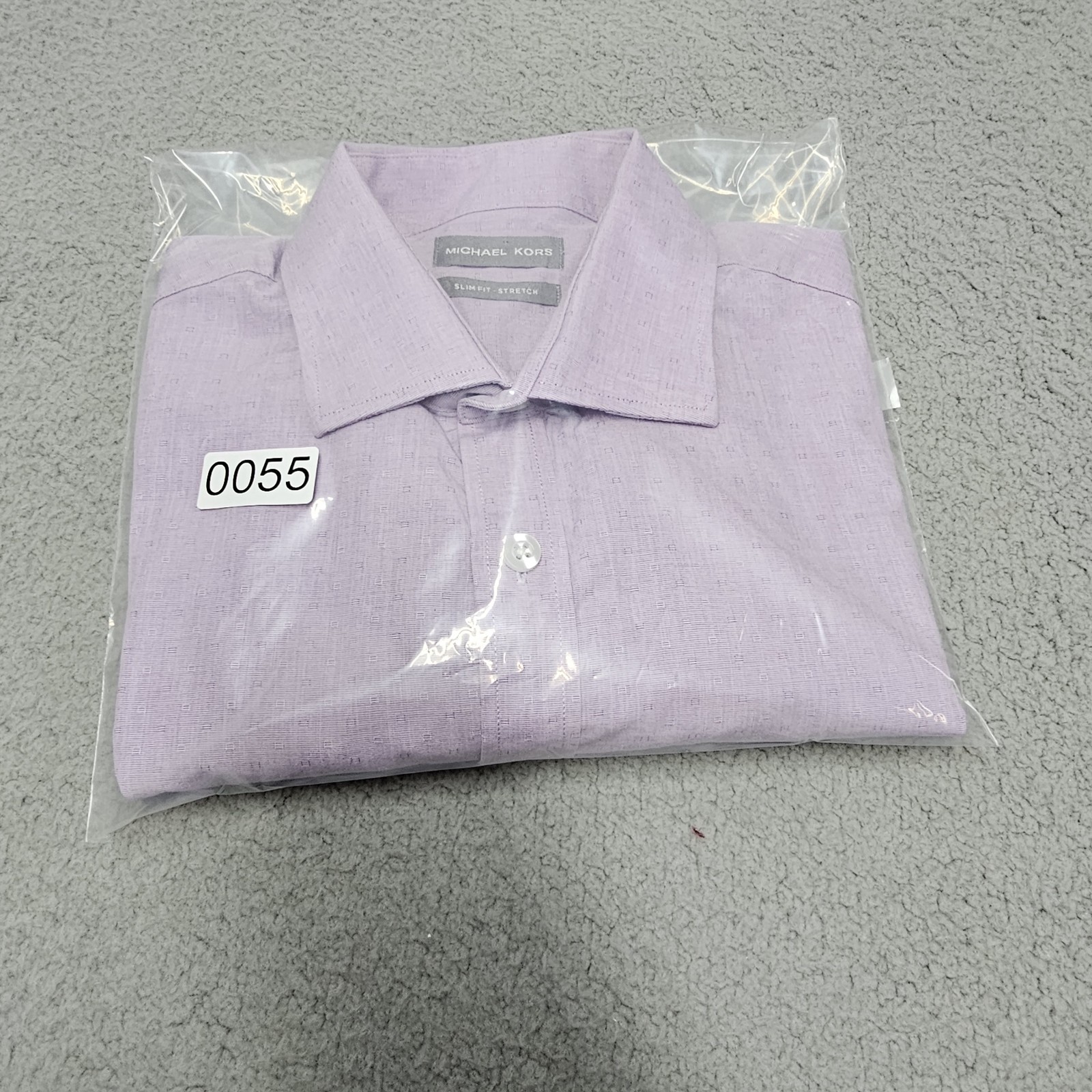 Michael Kors Mens slim fit stretch long sleeve shirt lavender size L 16 32/33