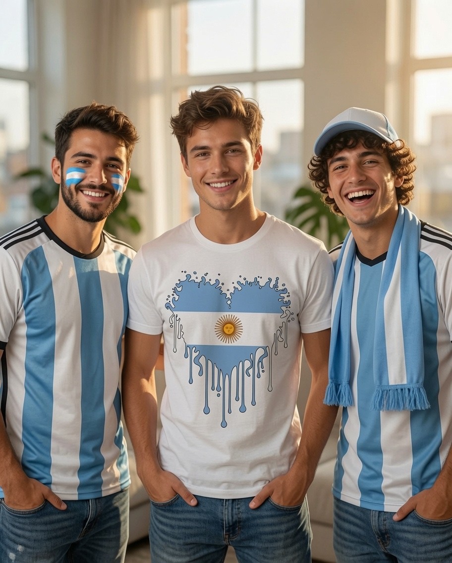 Argentina Heart Flag Shirt Dripping Paint Soccer Fan Tee Love Argentina Unisex