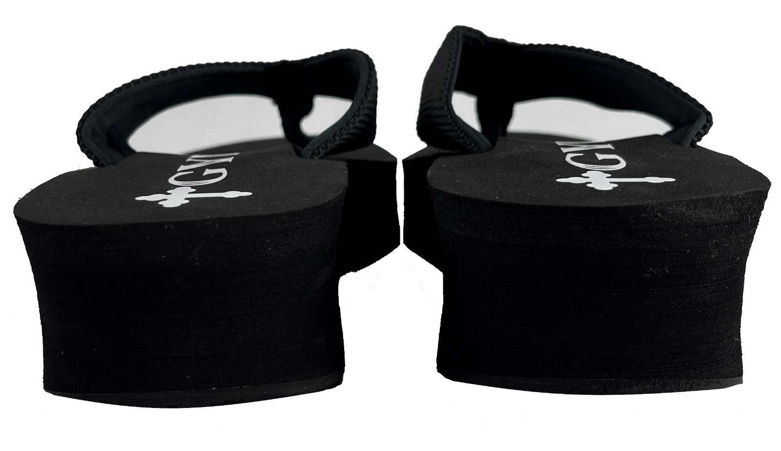 2 Pack Gypsy Soule Platform Wedge Thong Sandals, 2in Heel, Black & Brown, New
