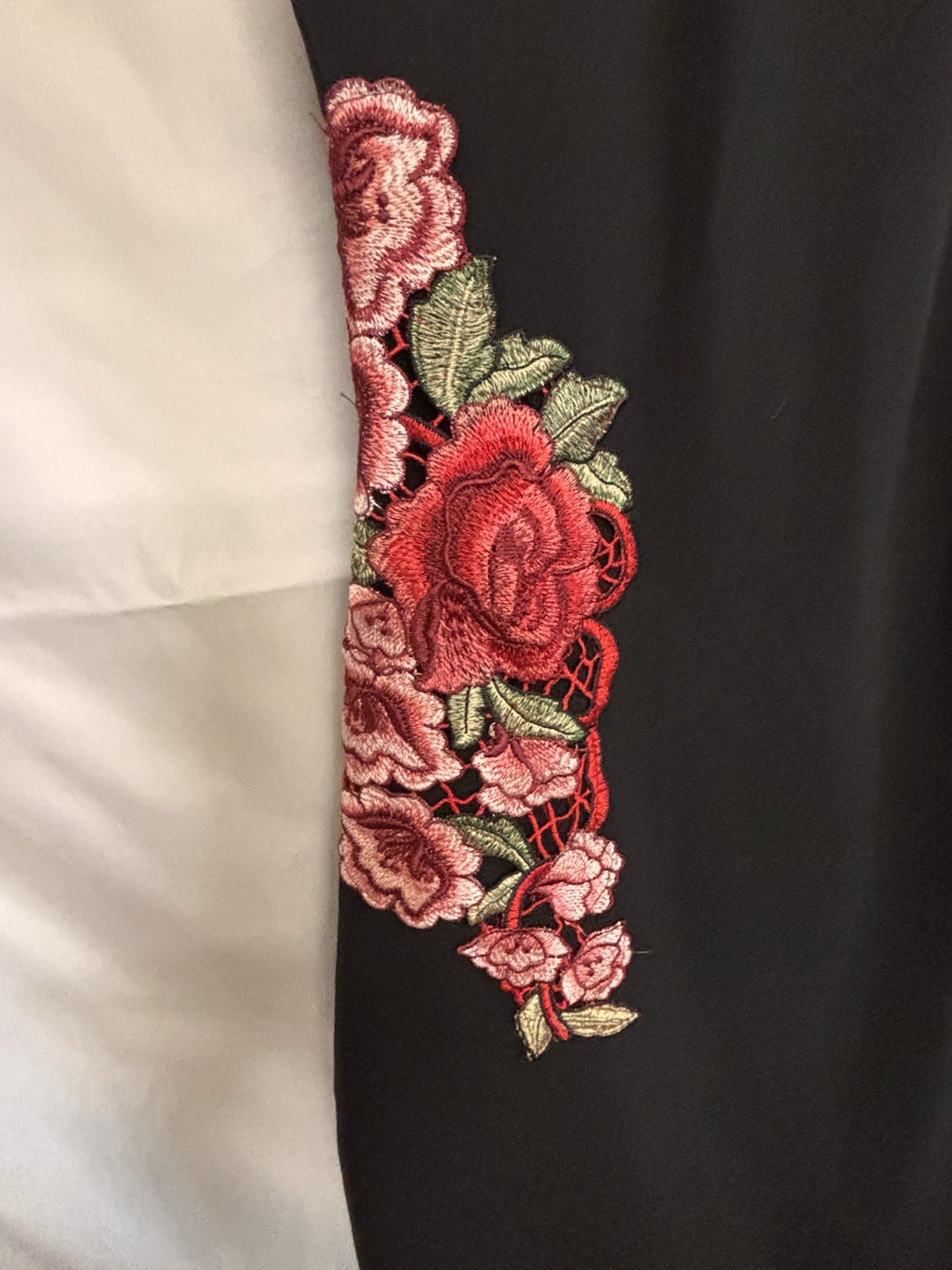 Rebecca b Black Dress With embroidery roses on side Size 6