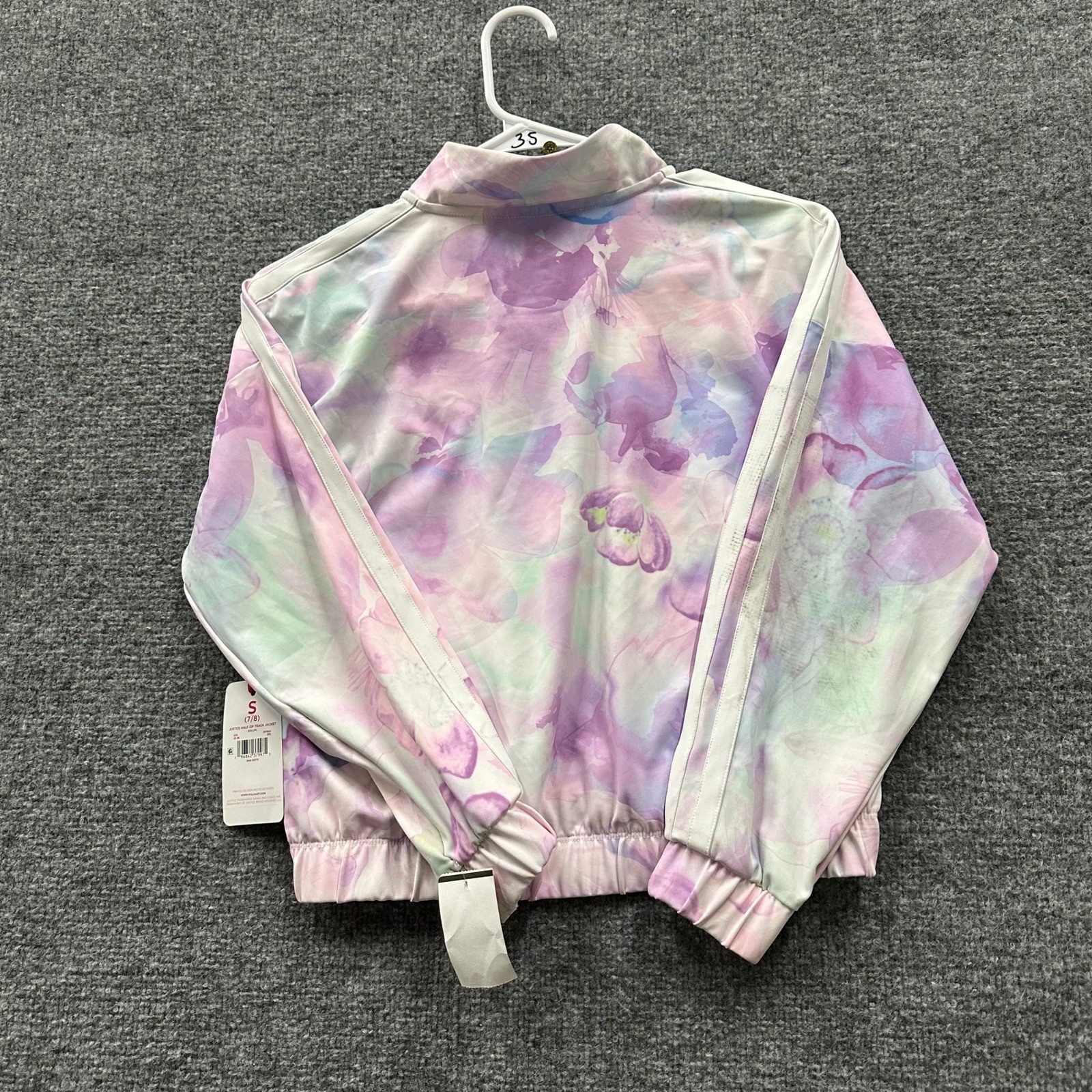 Justice Track Jacket Girls Size S 7/8 Pink Floral Half Zip Pastel Activewear NWT