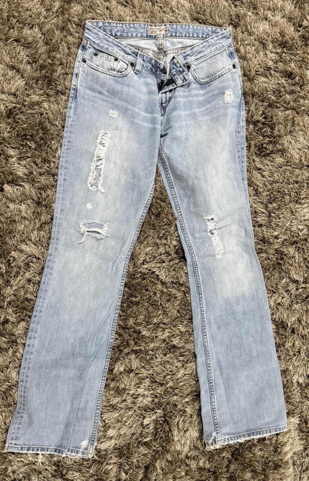 BKE Premium Light Wash Distressed Jeans Waist 27 in. Bootcut