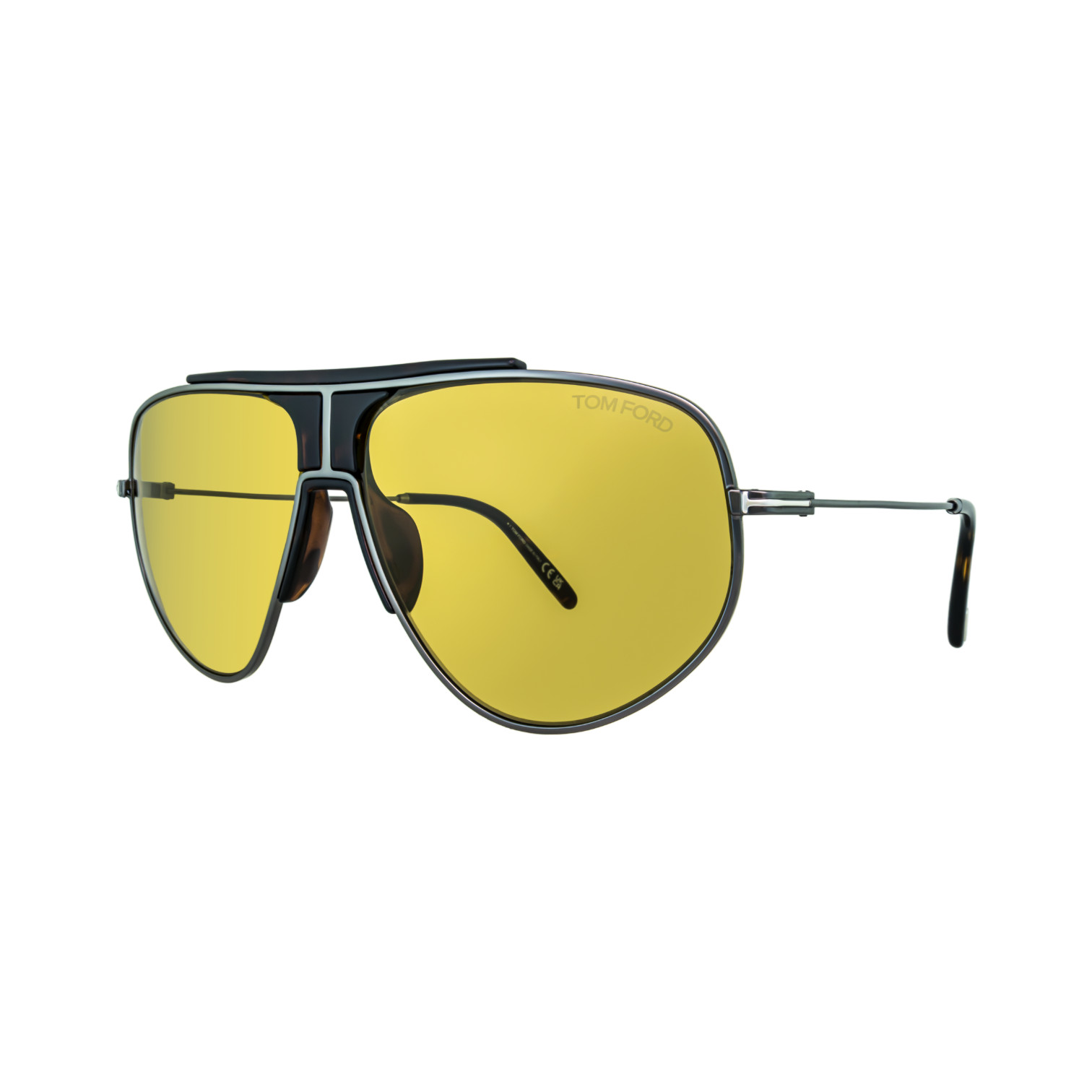 Tom Ford Addison TF928 12E 61 Pilot Sunglasses Ruthenium Havana Brown Men