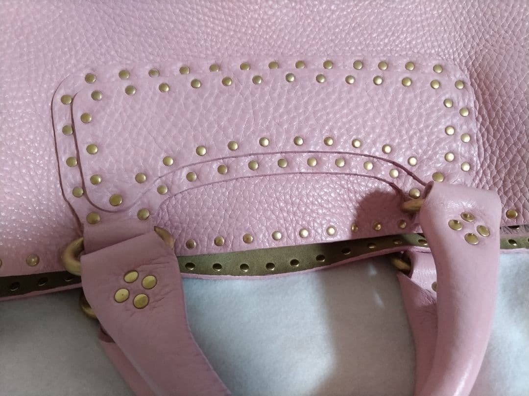 CELINE Boogie Bag Pink Genuine Leather Rare Studded Tote Authentic